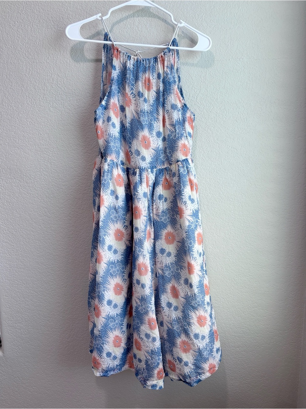 Steven Alan Halter Midi Dress Blue Orange Cottagecore Women’s Size 4 Small